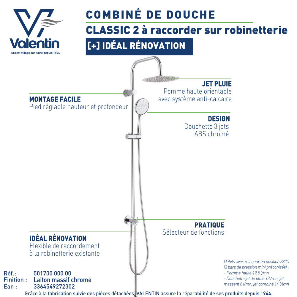 Fiche technique du combiné de douche Classic 2