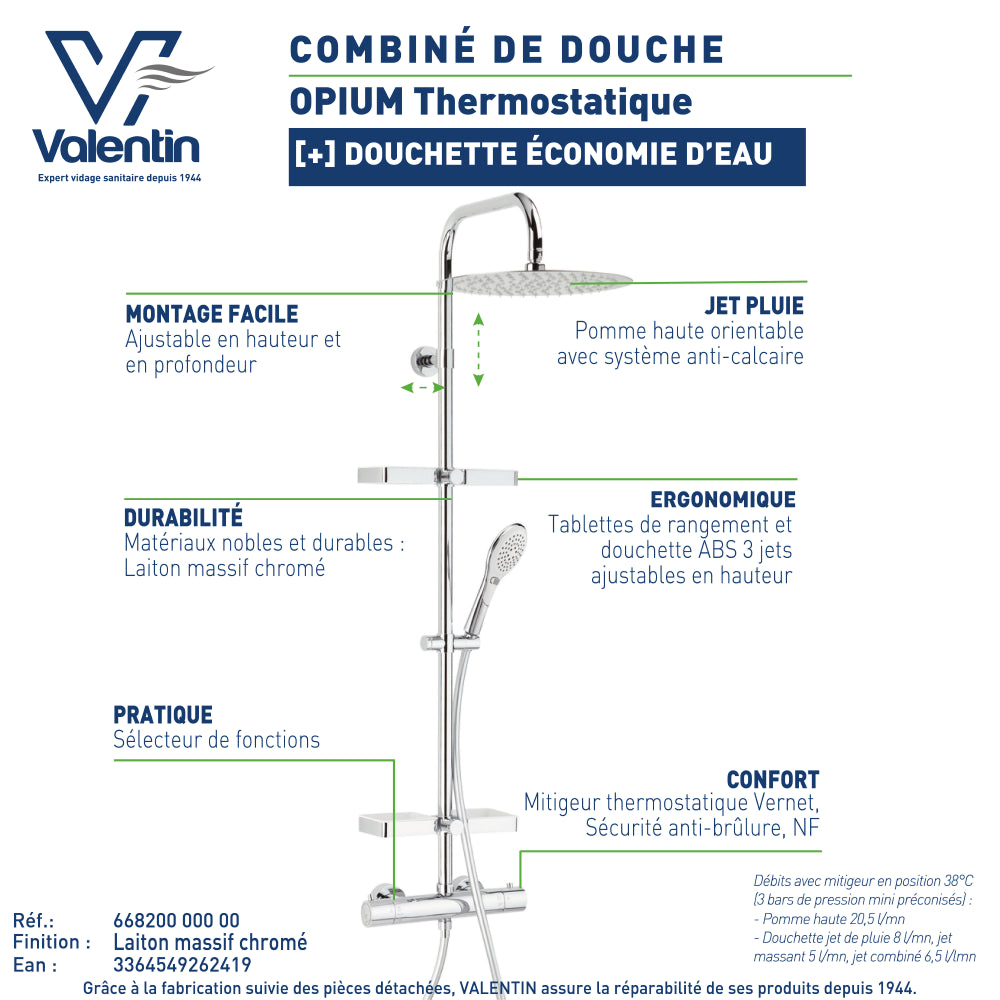 de la colonne de douche Opium 300 avec tablettes