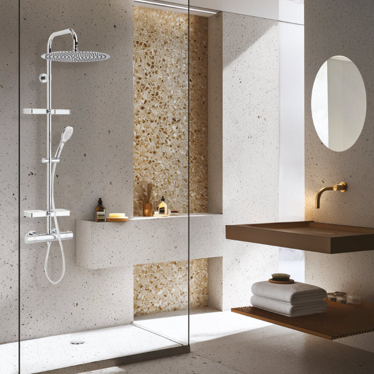 Photo d'ambiance de la colonne de douche Opium 400 avec tablettes