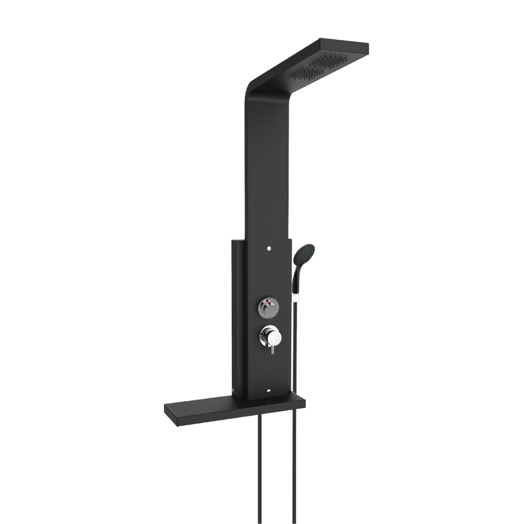 Colonne de douche Dune + , tablette de rangement, aluminium noir