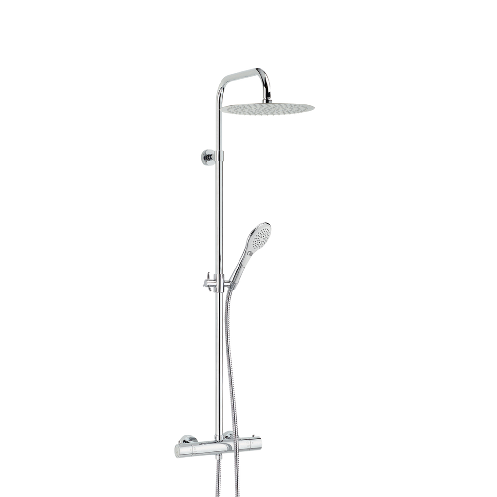 Combiné de douche INOUIE en chrome avec robinetterie thermostatique et pomme haute