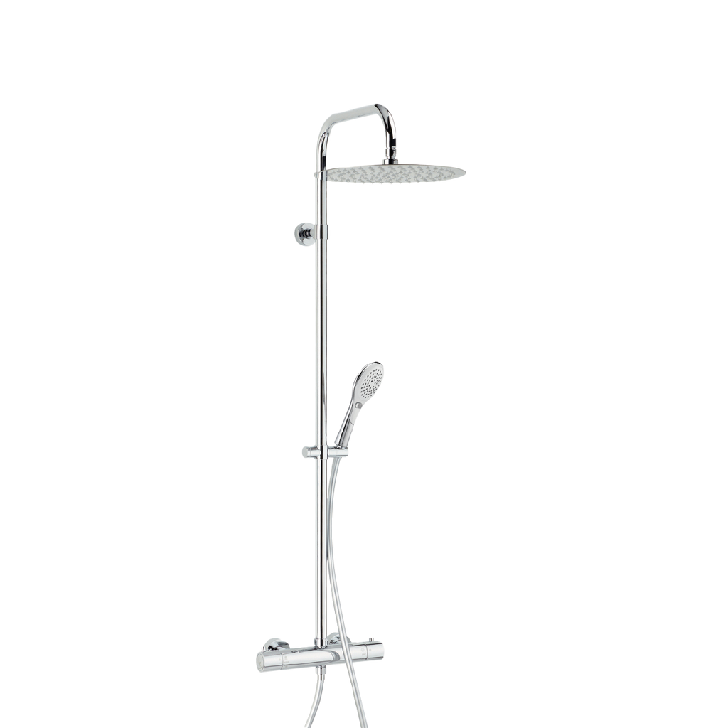 Combiné de douche Opium en chrome avec pomme haute et robinet thermostatique