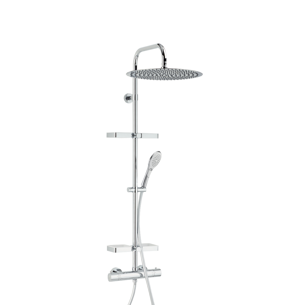 Combiné de douche Opium en chrome avec pomme haute 400mm et robinet thermostatique