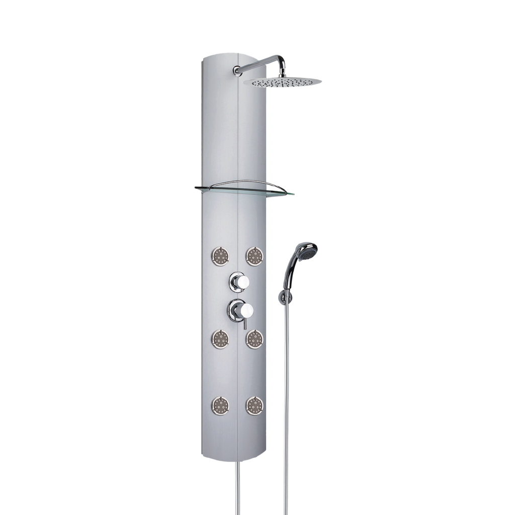 Colonne de douche de marque Totem Alu multifonctions avec douchette 3 jets et robinet mécanique