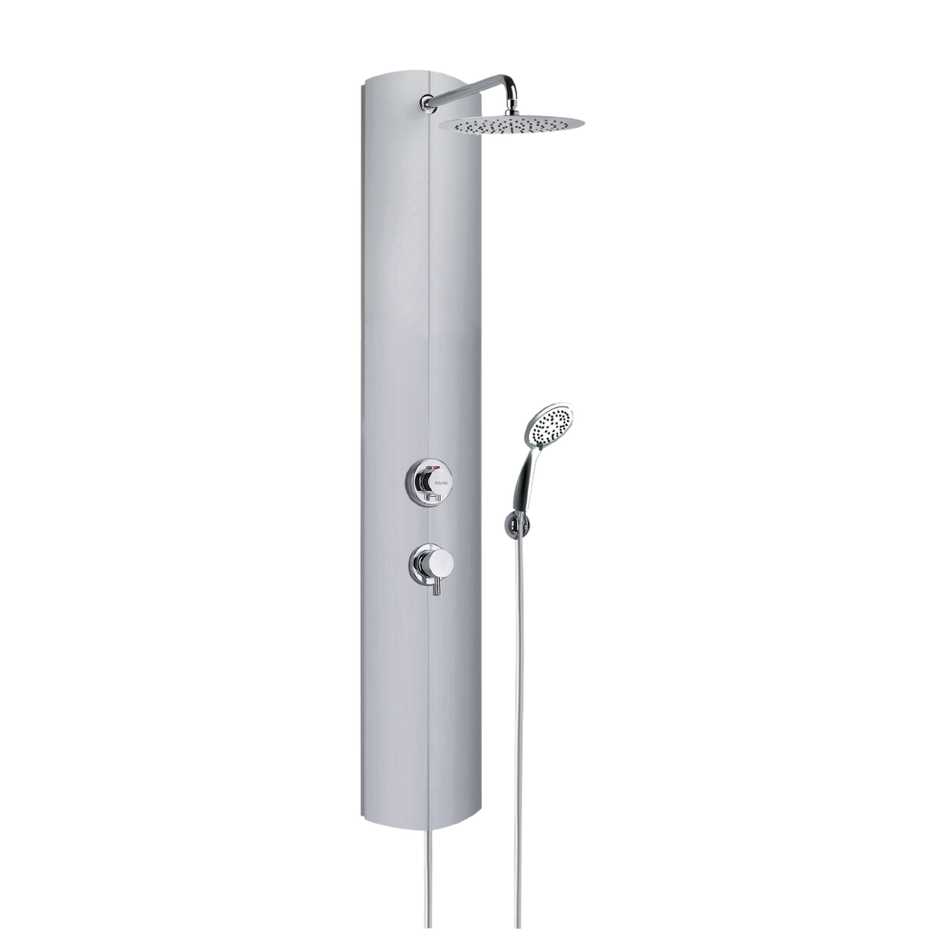 Colonne de douche avec robinetterie thermostatique et douchette 3 jets de marque Totem Alu