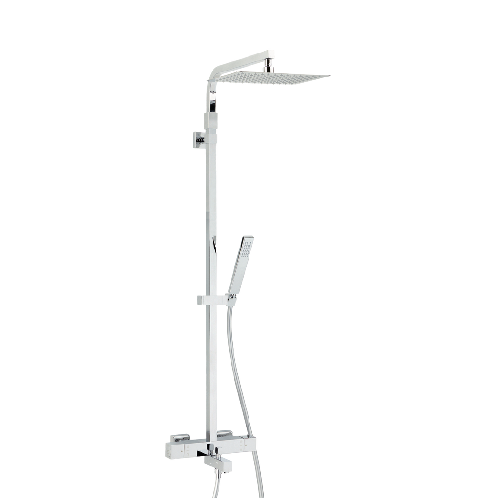 Combiné de douche design carré avec robinetterie bain-douche thermostatique  
