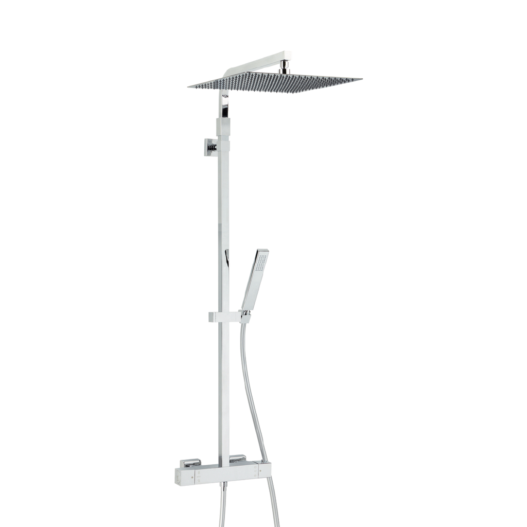 Combiné de douche Touareg en chrome avec pomme haute en inox et robinet thermostatique
