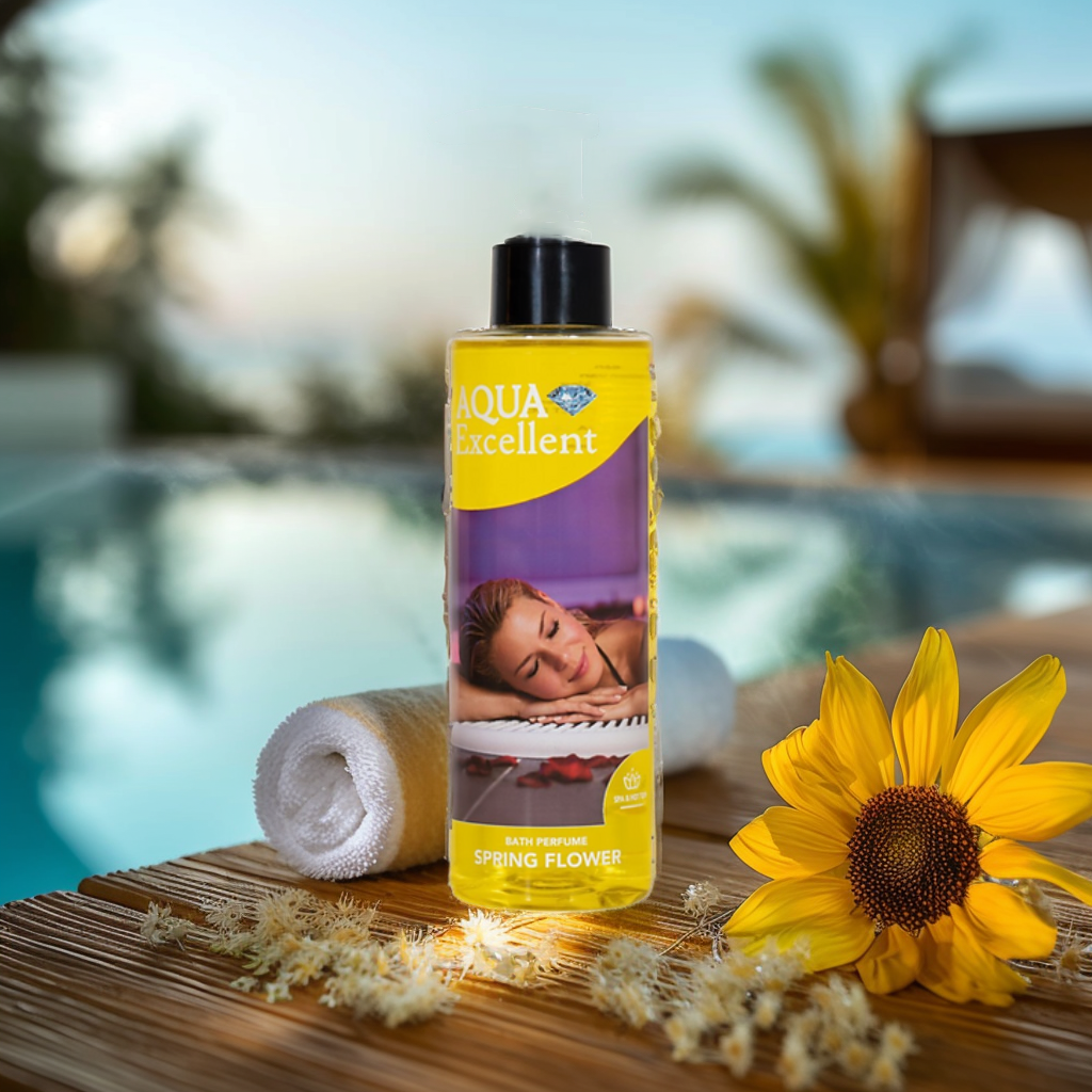 photo d'ambiance de l bouteille d'aromathérapie fleurs de printemps