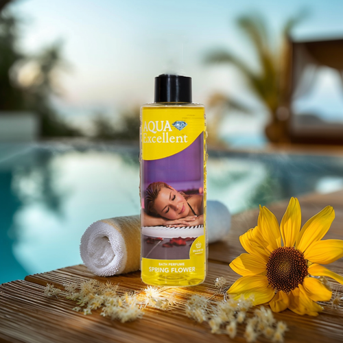 photo d'ambiance de l bouteille d'aromathérapie fleurs de printemps