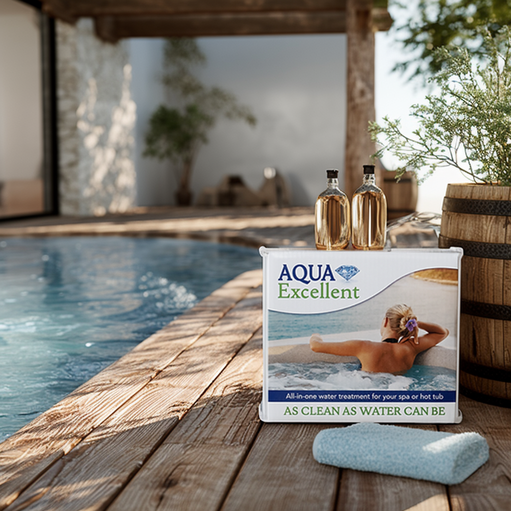 Photo d'ambiance du pack 4 mois de produits d'entretien pour spa