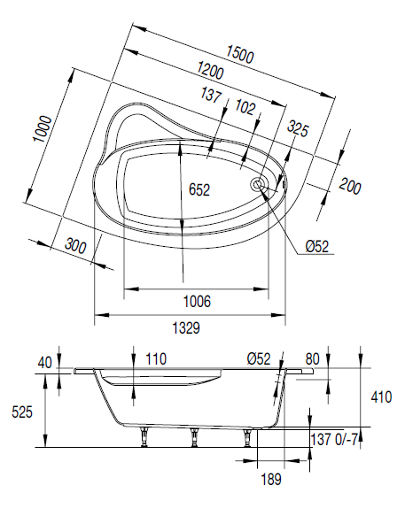 BAIGNOIRE ARCHIPEL (Version droite)