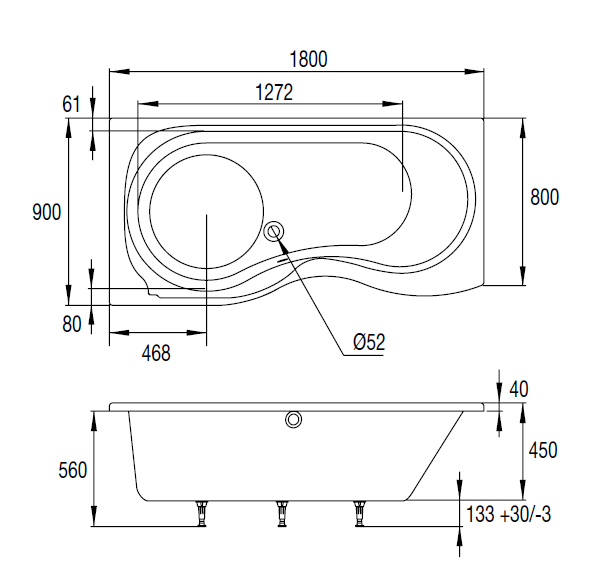 BAIGNOIRE ONDE (Version gauche)