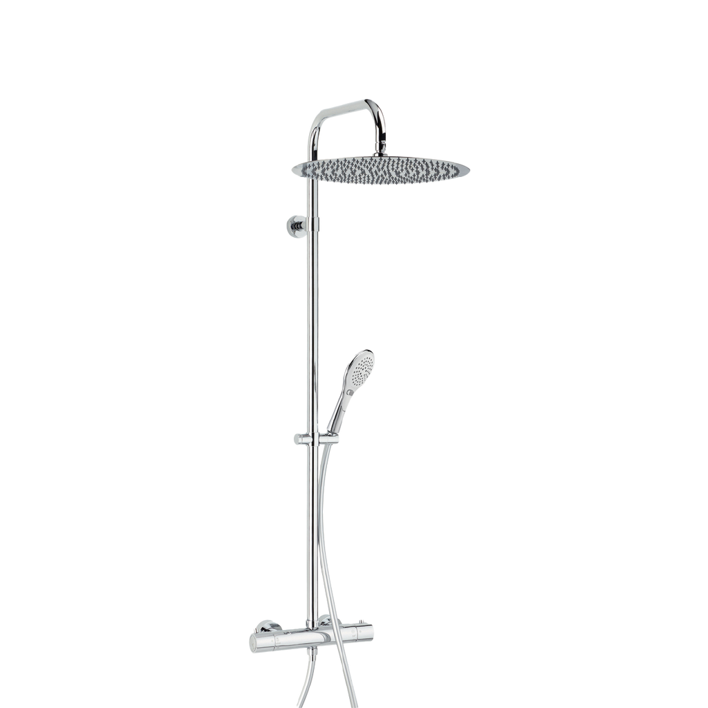 Combiné de douche Opium en chrome avec pomme haute 400mm et robinet thermostatique